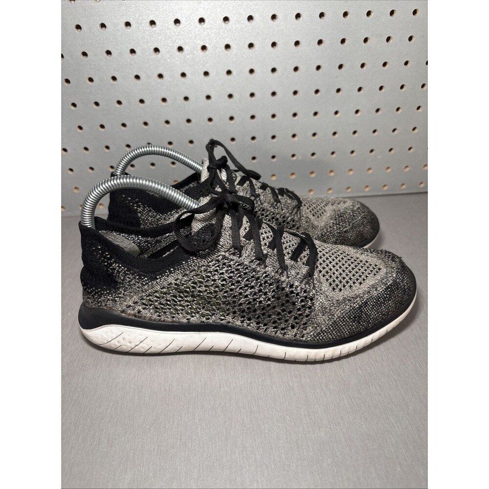Nike Free RN Flyknit 2018 Shoes Mens Sz 8.5 Oreo Black White Running Sneakers